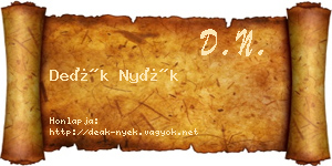 Deák Nyék névjegykártya